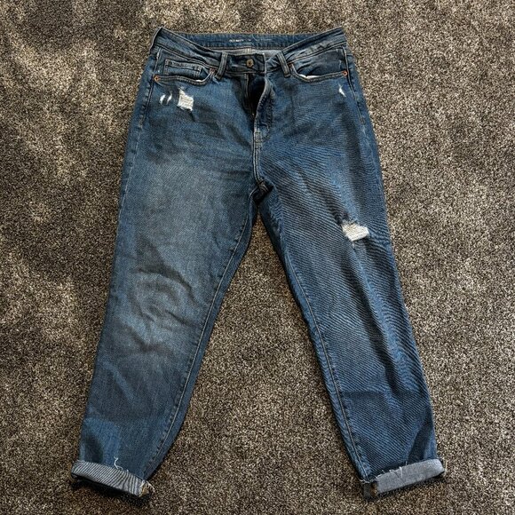 Women's OG Straight High Rise Distressed Jeans - Picture 1 of 4